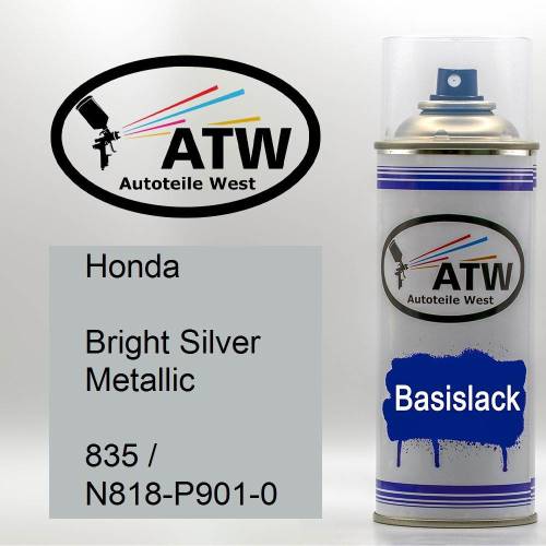 Honda, Bright Silver Metallic, 835 / N818-P901-0: 400ml Sprühdose, von ATW Autoteile West.